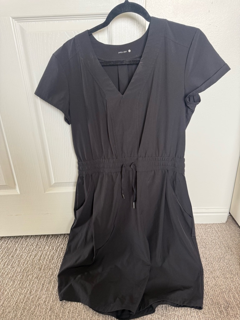 Black Short Sleeve V-Neck Romper